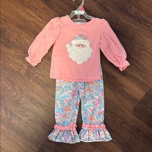 Santa Kids Pajamas - Pink and Multicolor